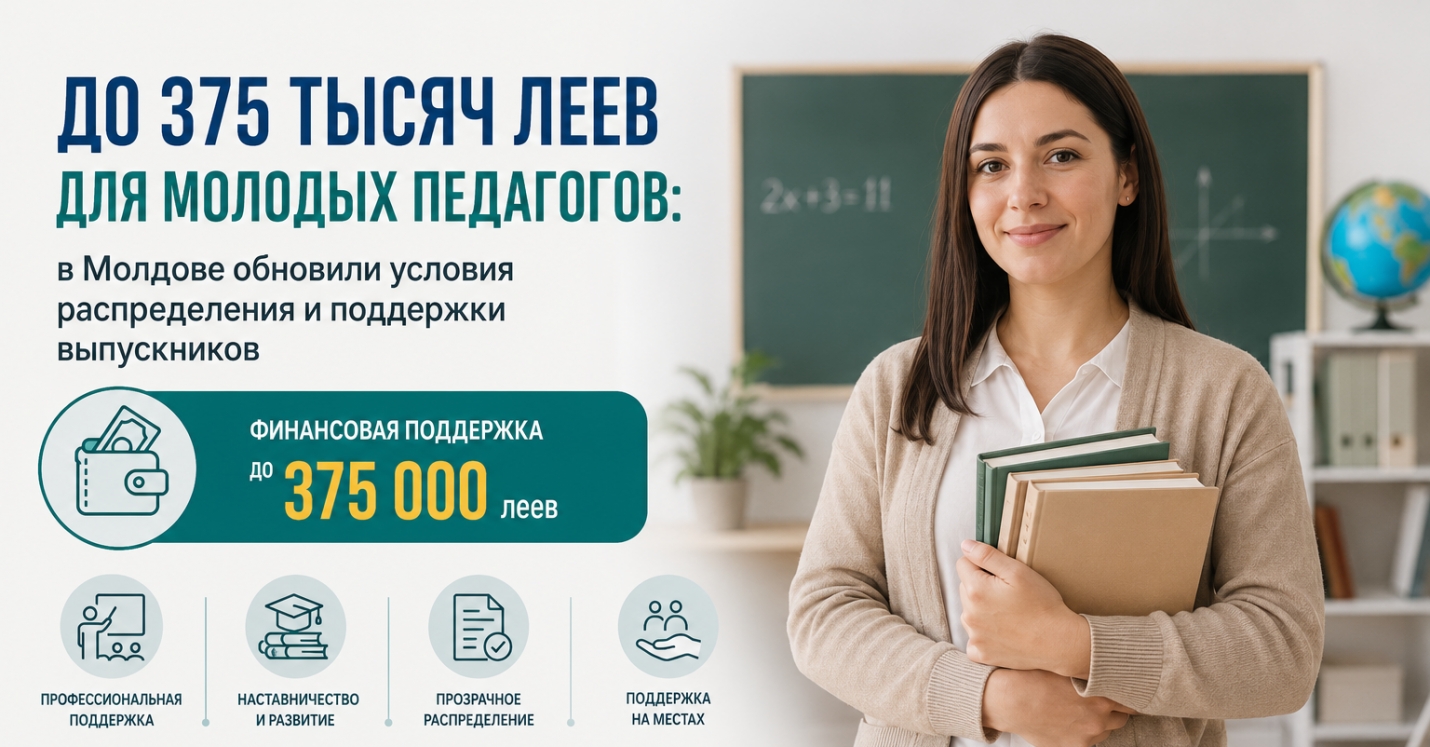 ДО 375 ТЫСЯЧ ЛЕЕВ ДЛЯ МОЛОДЫХ ПЕДАГОГОВ: в Молдове обновили условия распределения и поддержки